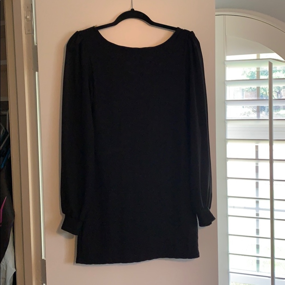 Black low cut in the back patterned dress
